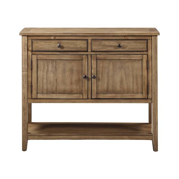 ZIRUWU 39 in. Brown Standard Rectangle Wood Console Table