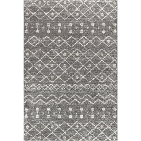 Aksil Moroccan Beni Souk Gray/Cream 8 ft. x 10 ft. Area Rug
