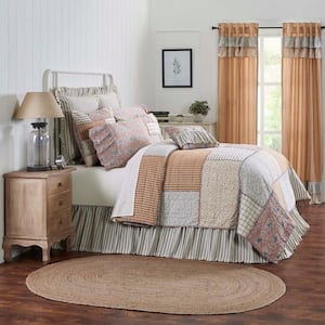 Kaila Gold Navy Rose Farmhouse Patchwork Lux King Cotton Quilt