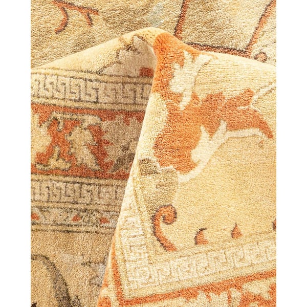 Mogul Yellow 10 ft. x 14 ft. Oriental Wool Indoor Area Rug