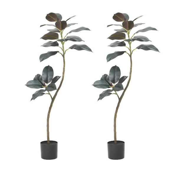 Garvee 2-Pack 3.9 ft. Artificial Rubber Tree in Pot for Home Office Decor