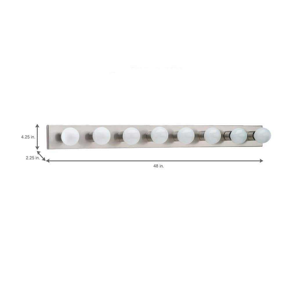 Brushed Stainless Steel 8-Light Dimmable Vanity Fixture