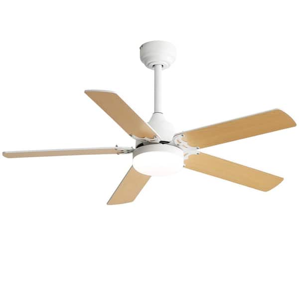 LINJO 42 in. Indoor White Low Profile Noiseless Ceiling Fan with LED Light, Reversible DC Motor, Remote Included