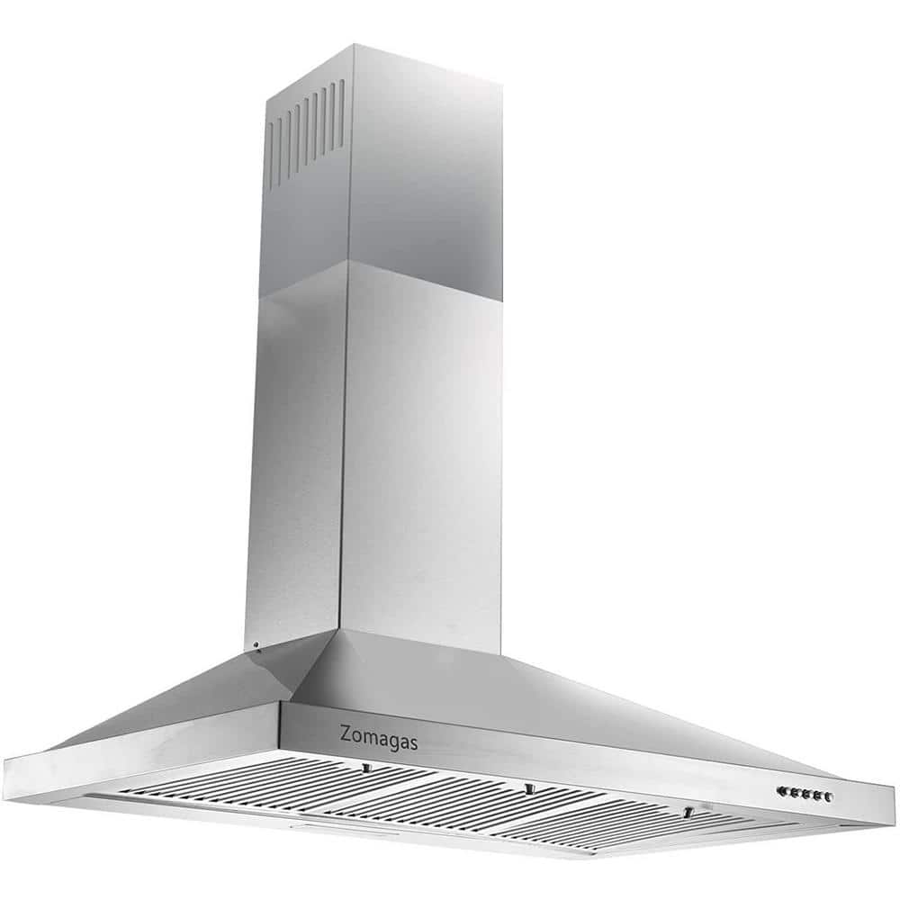 36 in. 450 CFM Ducted Wall Mount with LED Light Range Hood in Stainless Steel, Silver