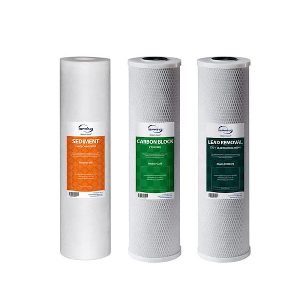 ISPRING Whole House Water Filters for WGB32B-CPB Filtration System, includes Sediment, Carbon Block, and Lead-Removal Filters