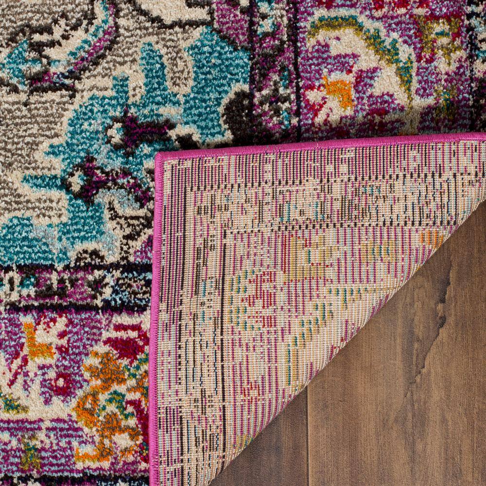Violet and Light Blue Boho-Chic Rectangular Area Rug