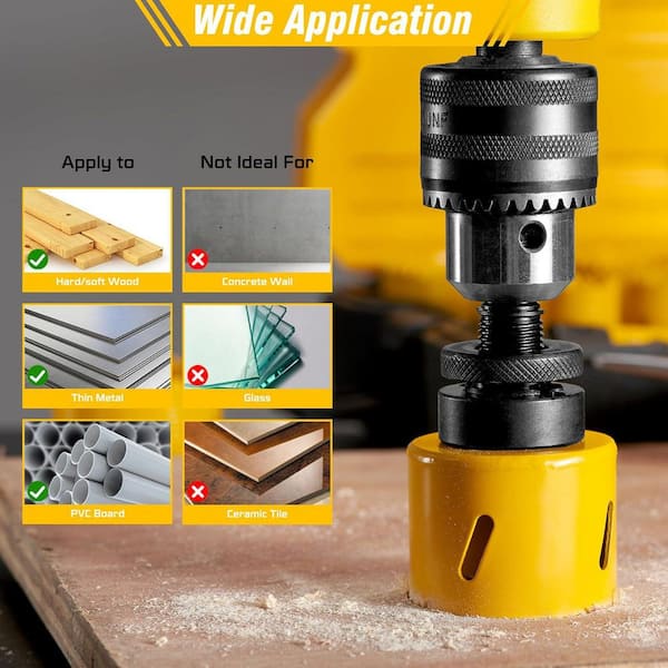 Bi-Metal Hole Saw Kit 3/4-2-1/2 M42 Steel 18-Piece Set with