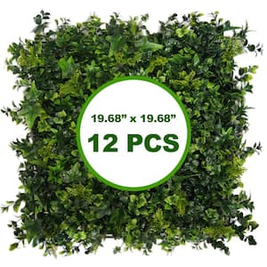 Set of 12 Artificial Green Moss Leaf Panels Each panel 19.68 in. W. x 19.68 in. x 2 in. Covers 32 Sq. Ft.