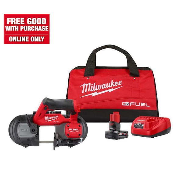 Milwaukee M12 FUEL 12V Lithium-Ion Cordless Compact Band Saw XC Kit with One 4.0 Ah Battery, Charger and Bag