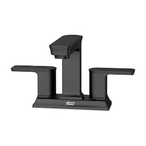 Forsey 4 in. Centerset 2-Handle Bathroom Faucet with Easy Install Push Drain in Matte Black