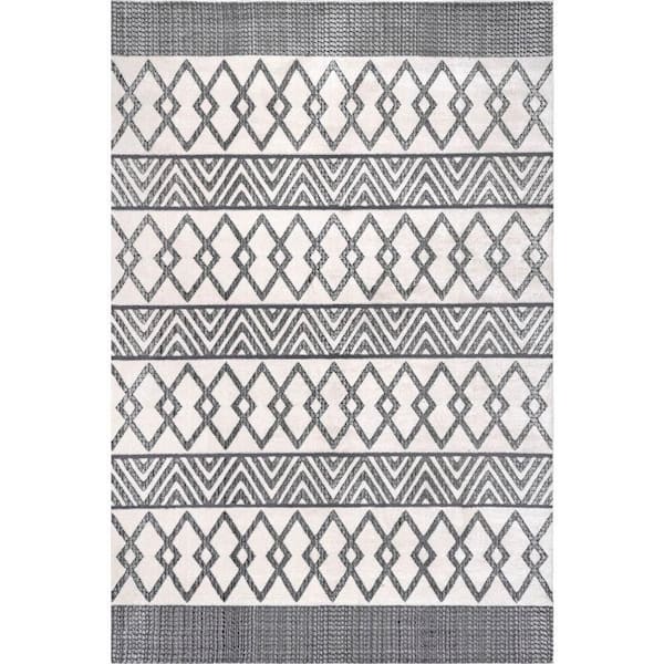 5 ft. x 8 ft. Light Grey Heidi Chevron Geometric Indoor Area Rug