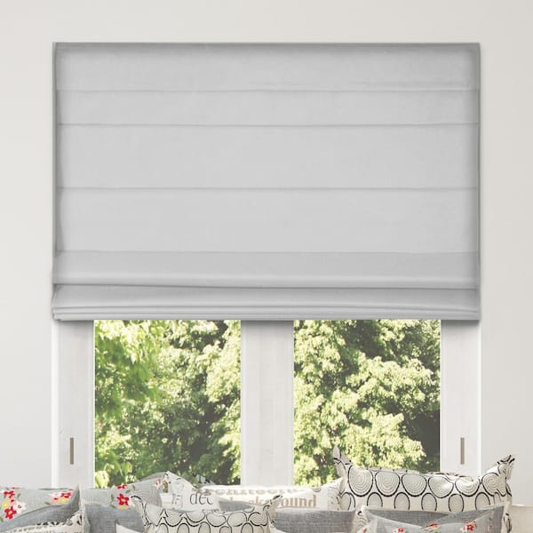 Arlo Blinds Light Gray Cordless Bottom Up Room Darkening Fabric Roman Shade 27.5 in. W x 60 in. L (Actual Size)