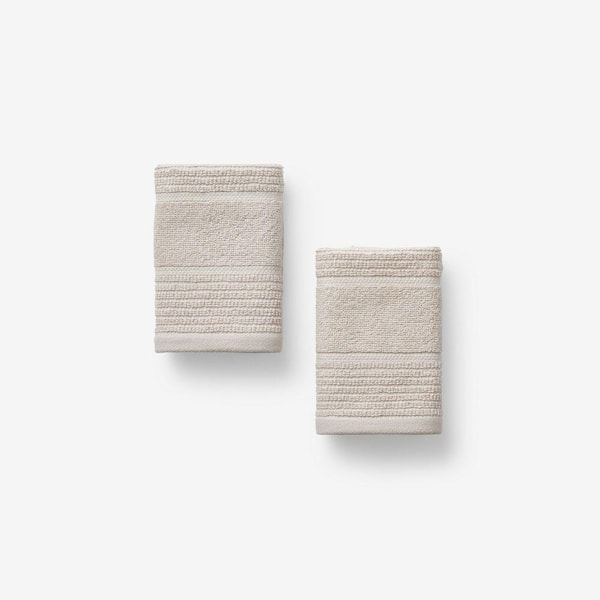 Company Cotton Alabaster Textured Stripe Wash Cloth (Set of 2)