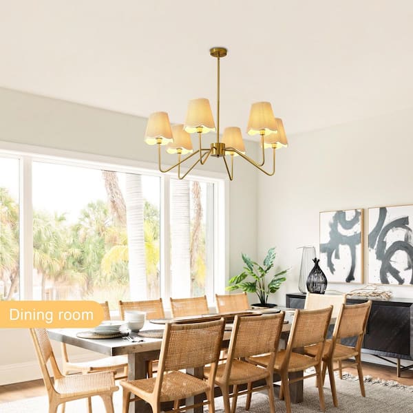 BAOURE 6 Light Gold Rustic Chandelier 40 In Bohemian Farmhouse