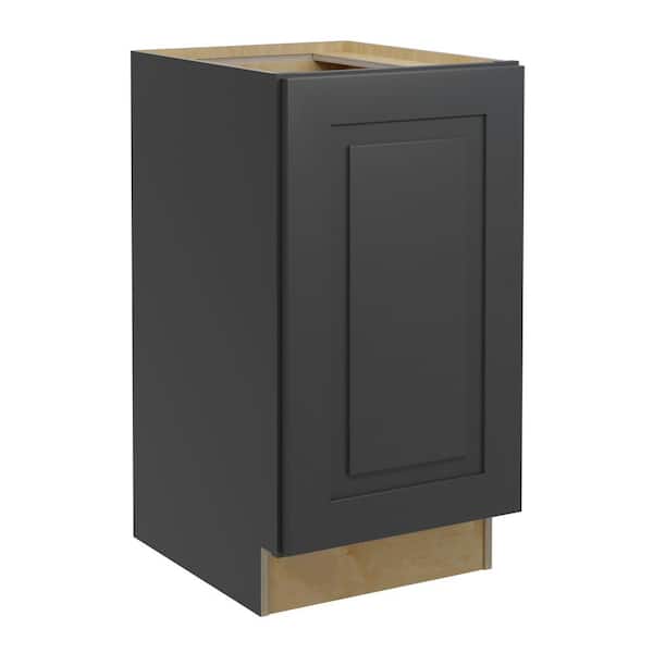 Home Decorators Collection Grayson 18 in. W x 24 in. D x 34.5 in. H Assembled Plywood Full Height Door Base Kitchen Cabinet in Deep Onyx LH