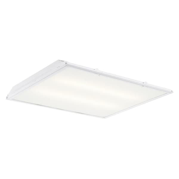 Commercial Electric 2 ft. x 2 ft. 96-Watt Equivalent Integrated LED White Prismatic Lens Commercial Grid Ceiling Troffer Panel, 2200 Lumen