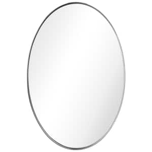 36 in. x 24 in. Ultra Oval Polished Silver Stainless Steel Framed Wall Mirror