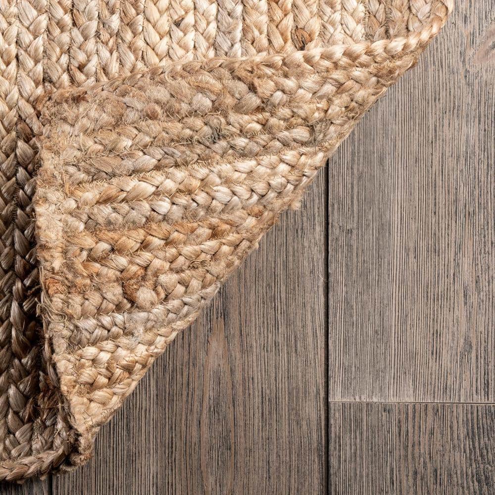 Handmade Beige Braided Jute Rug 10' x 14' - Reversible and Easy Care