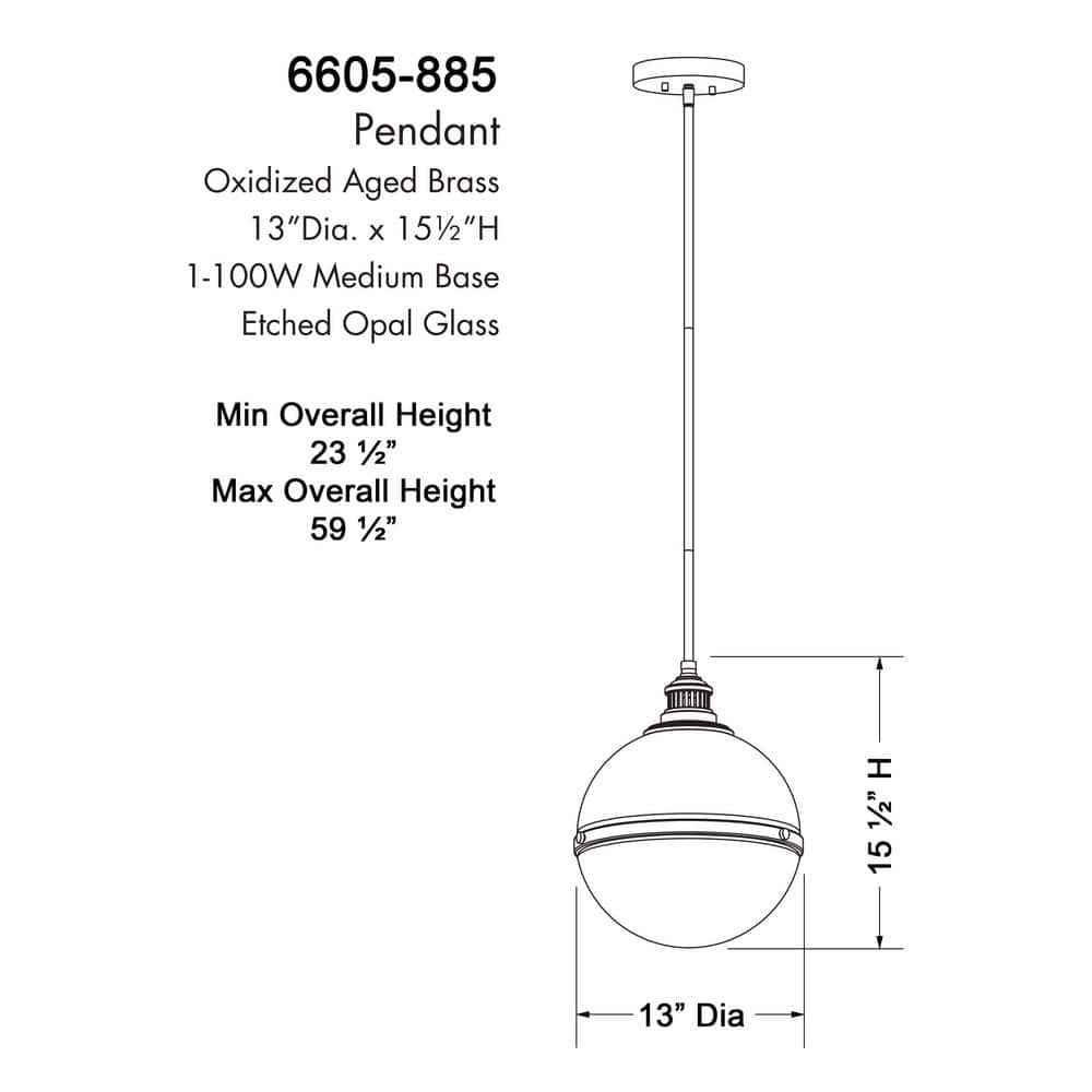 Coal and Oxidized Aged Brass Glass Orb Pendant Light