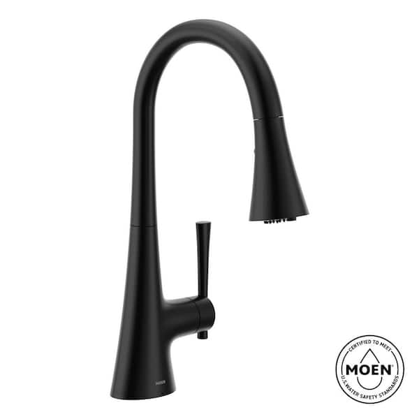 Kurv Single Handle Pull-Down Sprayer Kitchen Faucet with Optional 3- in -1 Water Filtration in Matte Black
