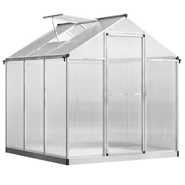 6 ft x 6 ft Walk-In Greenhouse for Outdoor Gardening-Garden House with Roof Vent for Year-Round Plant Growth