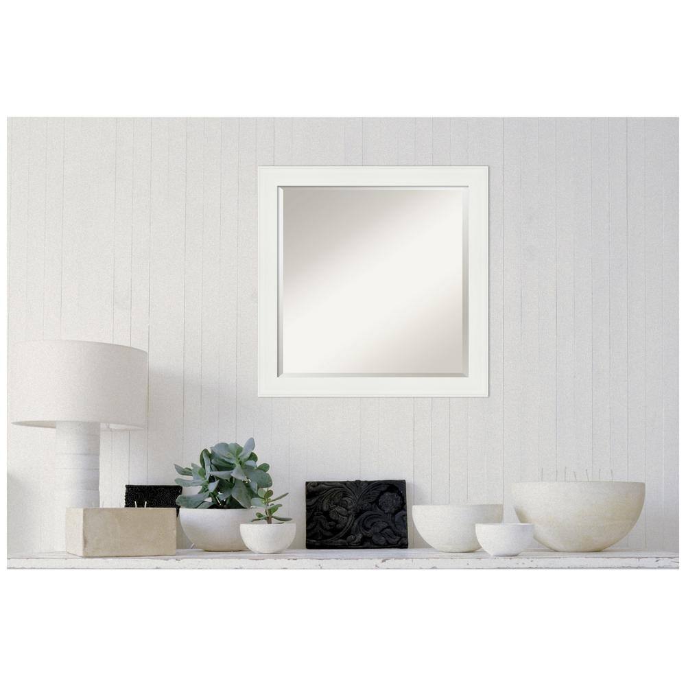 Vanity White Beveled Rectangular Bathroom Wall Mirror 30x30