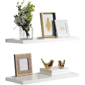 24 in. W x 1 in. H x 8 in. D White Decorative Floating Wall Shelves (2-Pack)