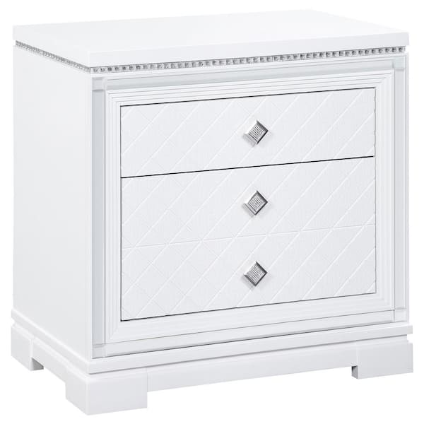 Coaster Eleanor White Rectangular 2-Drawer Nightstand