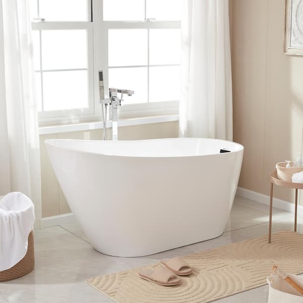 Bourges 55 in. Acrylic Flatbottom Soaking Bathtub in White/Matte Black