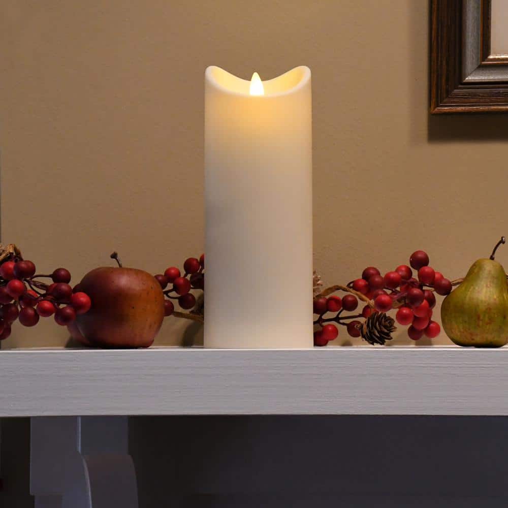 Cream LED Flameless Scented Pillar Candle with Motion Flame