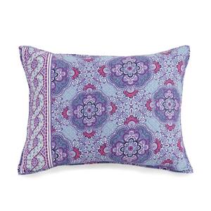 HANDMADE Extra Long Lumbar Pillow Cover White Purple Throw Floral Bird  Shams