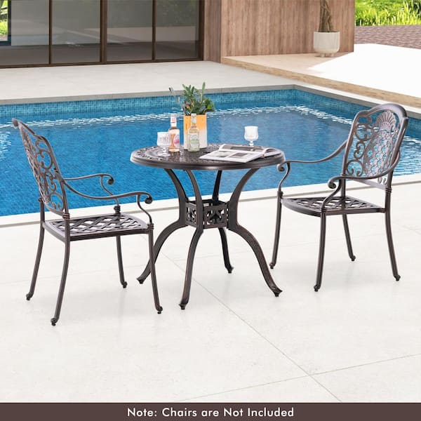Gtnali 31.5 in. Outdoor Patio Cast Aluminum Round Bistro Table