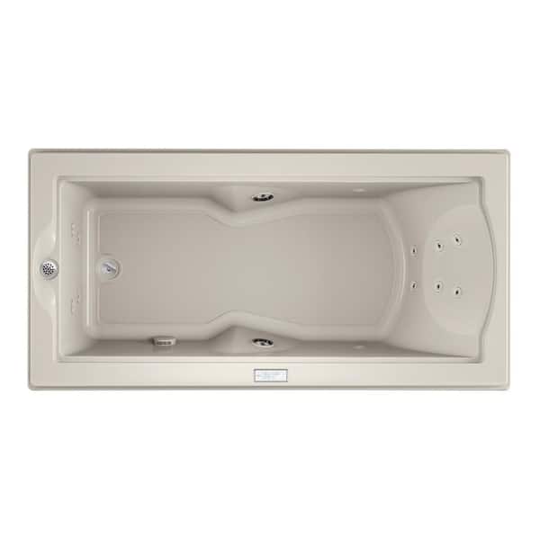 JACUZZI FUZION 70.7 in. x 35.4 in. Rectangular Whirlpool Bathtub with Left Drain in Oyster