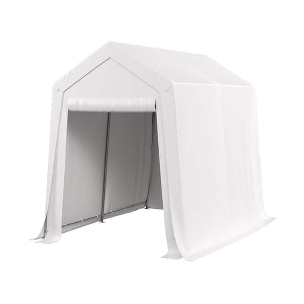 Sizzim 6 ft. x 8 ft. White Roof Steel Frame Soft Top Carport with