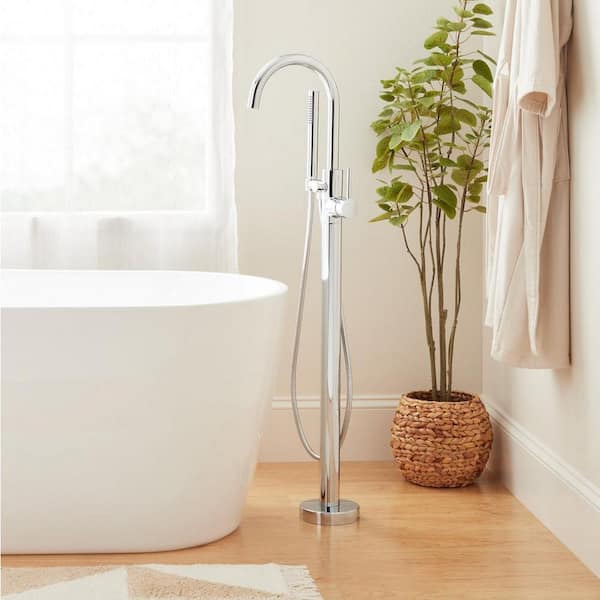 SIGNATURE HARDWARE Lexia Single-Handle Floor Mounted Roman Tub Faucet in. Chrome