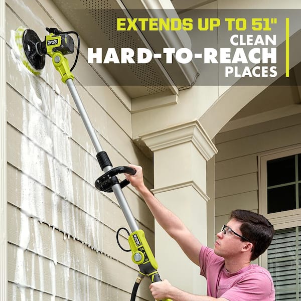 RYOBI ONE+ 18V Cordless Soap Dispensing Scrubber Kit w/ 11 in