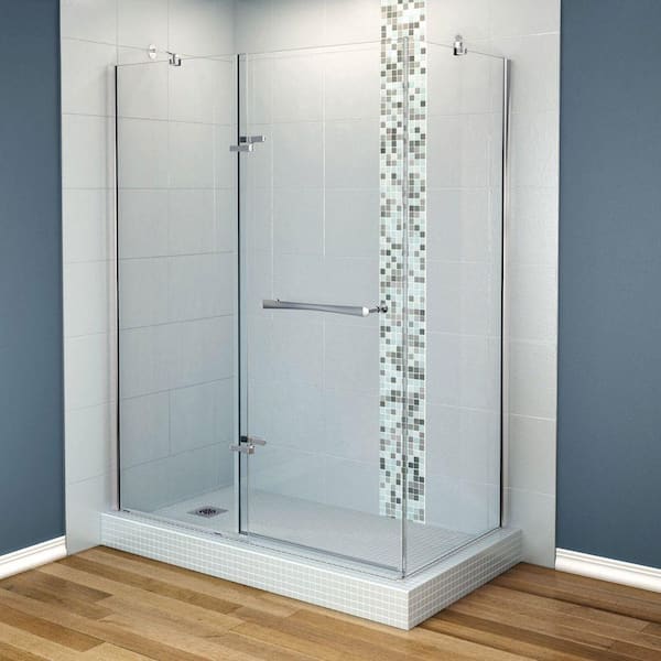 MAAX Reveal 31-7/8 in. x 60 in. x 71-1/2 Frameless Corner Pivot Shower Enclosure in Chrome