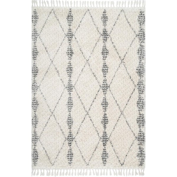 nuLOOM Selah Geometric Shag Beige 10 ft. x 14 ft. Area Rug