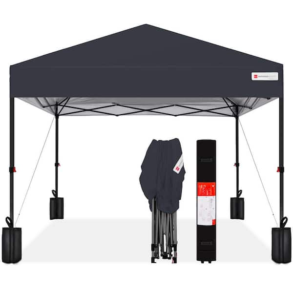 Best Choice Products 10 ft. x 10 ft. Gray Easy Setup Pop Up Canopy Instant Portable Tent w 1 Button Push and Carry Case SKY5764 The Home Depot