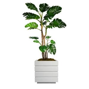 78 in. Tall Monstera Artificial Faux Home Dcor with Burlap Kit and Fiberstone Planter