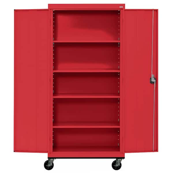 Elite Transport Series ( 36 in. W x 78 in. H x 24 in. D ) Steel Garage Freestanding Cabinet with Casters in Red