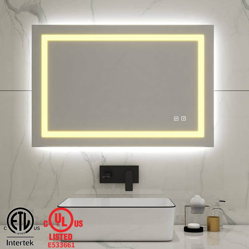 24 in. W x 32 in. H Large Rectangular Frameless Wall Anti-Fog LED Light Bathroom Vanity Mirror price history on PriceWatchPro