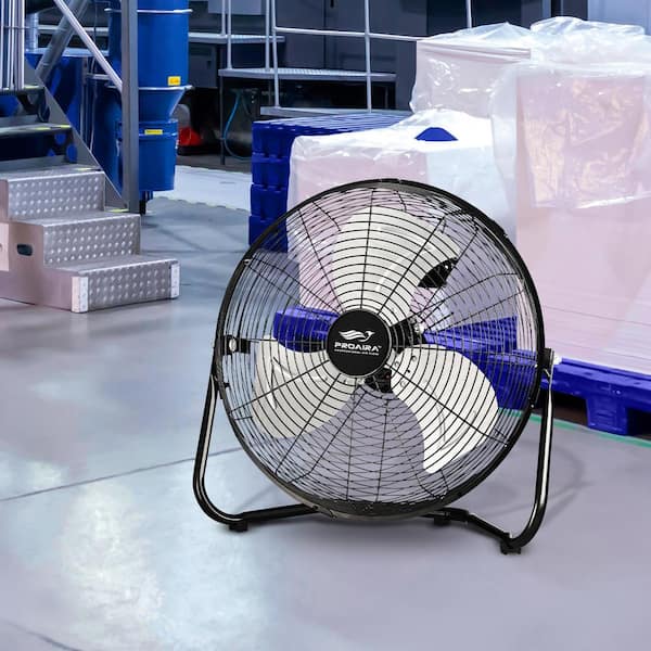 12 in. High Velocity Cradle Floor Fan in Black with 3 Speed Control
