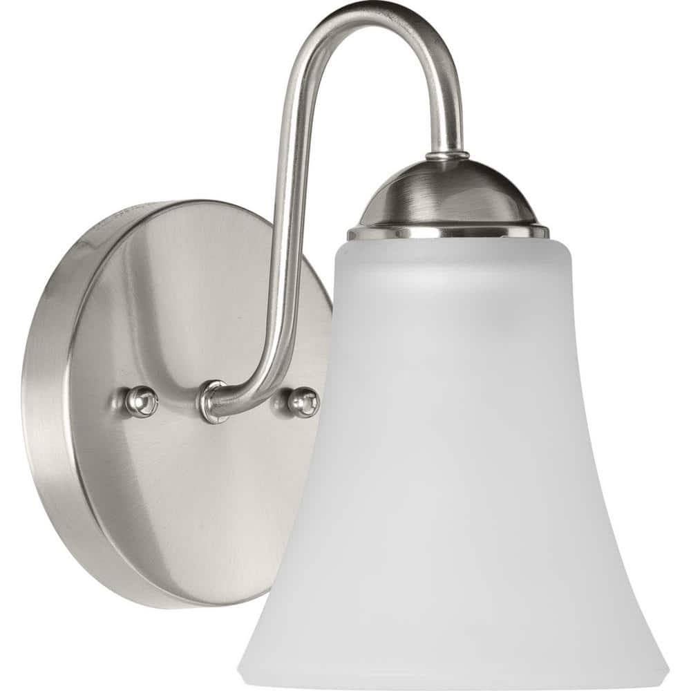 Brushed Nickel 8" Bath Wall Light with Etched Glass Shade
