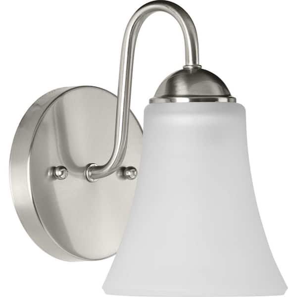 Classic Collection 1-Light Brushed Nickel Etched Glass Traditional Bath Vanity Light