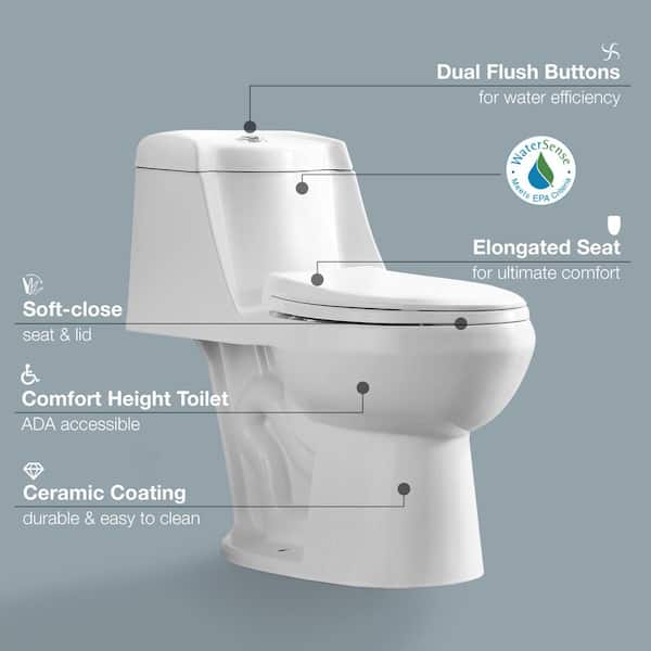 Glacier Bay 2-piece 1.1 GPF/1.6 GPF High Efficiency Dual Flush Complete  Elongated Toilet in White, Seat Included N2316 - The Home Depot