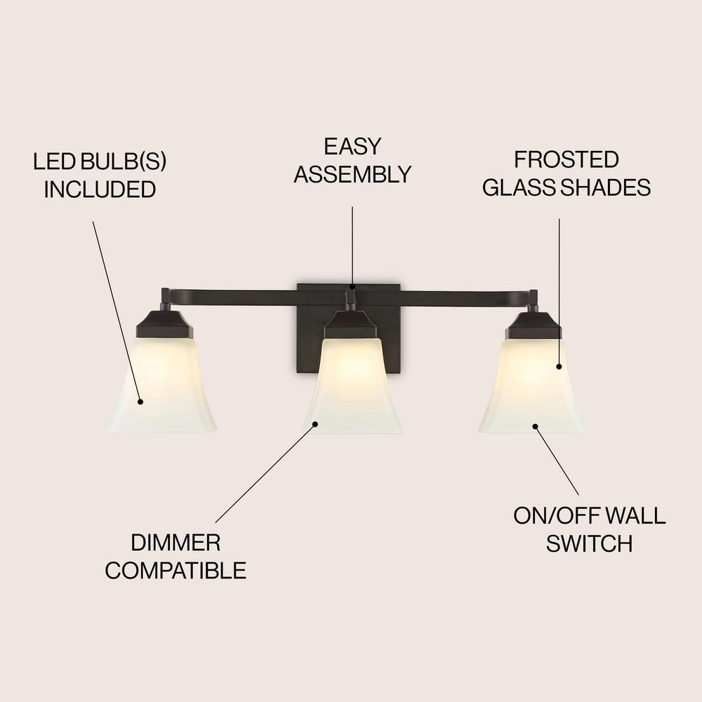Staunton 24" Oil-Rubbed Bronze 3-Light Vanity with Clear Glass Shades