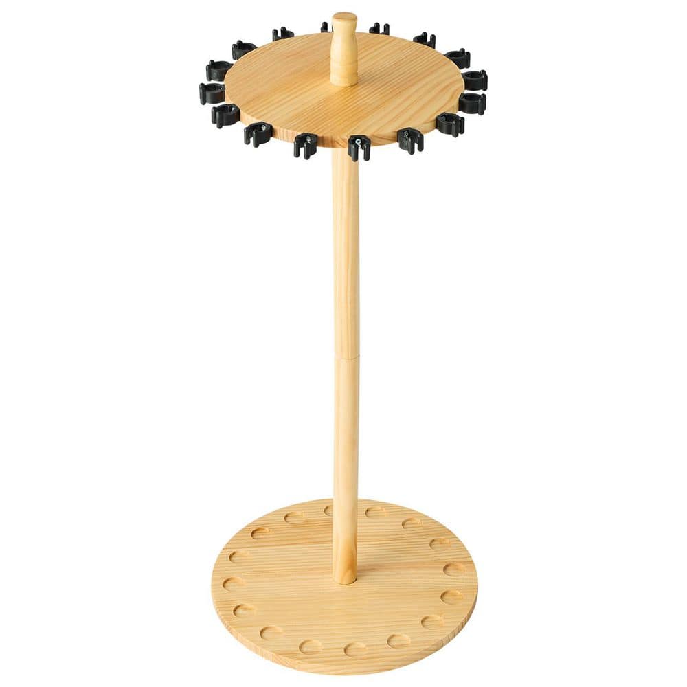 SKYSHALO Wood Round Fishing Rod Rack for 16 Poles Space-Saving