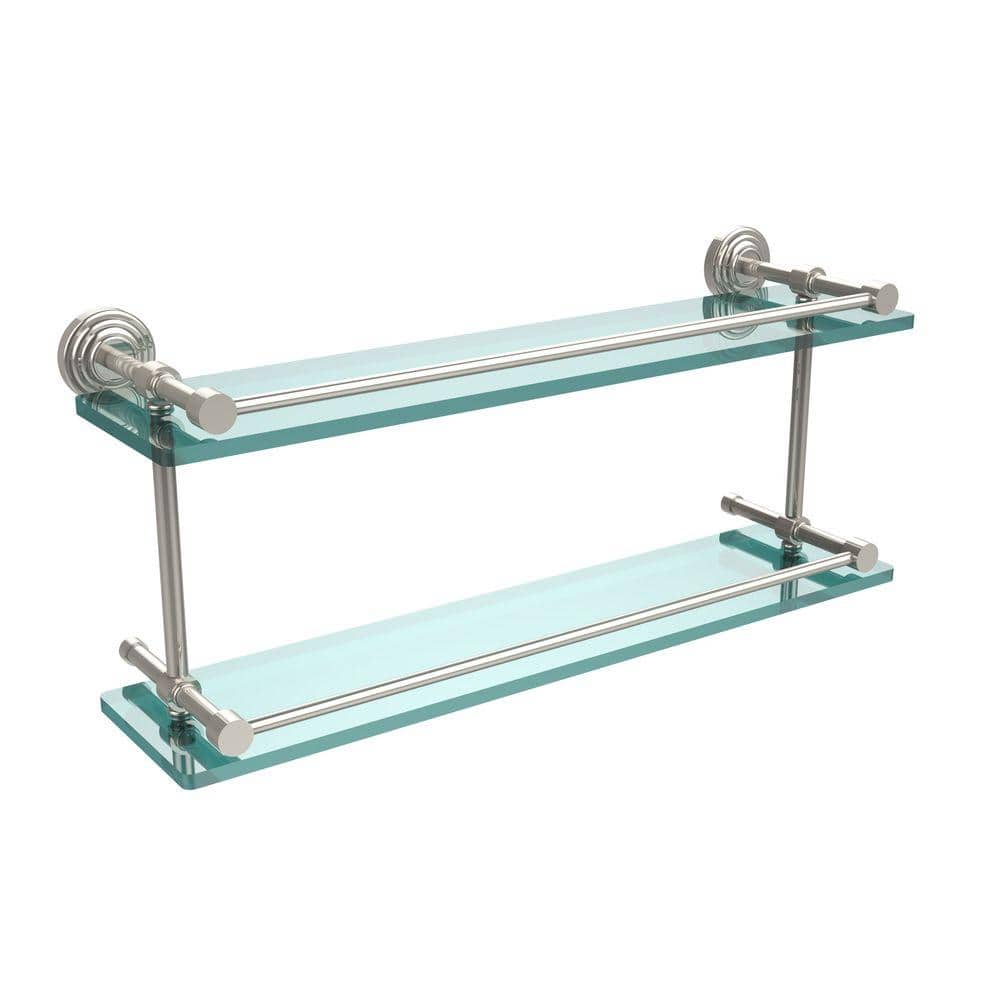 Allied Brass Waverly Place 22 in. L x in. H x in. W 2-Tier Clear Glass  Bathroom Shelf with Gallery Rail in Polished Nickel WP-2/22-GAL-PNI The  Home Depot