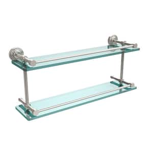 Waverly Place 22 in. L x 8 in. H x 5 in. W 2-Tier Clear Glass Bathroom Shelf with Gallery Rail in Polished Nickel
